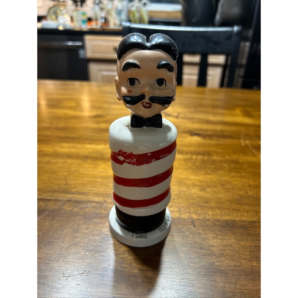 Vintage Barber Pole Razor Blade Bank Ceramic Red White National Potteries Japan